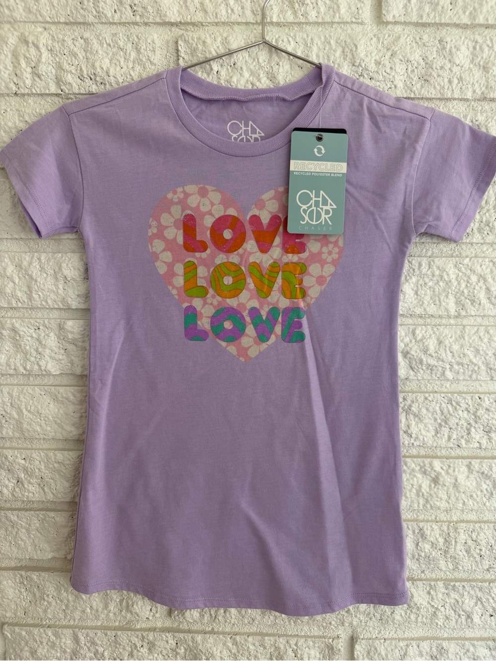 Chaser Lavender Graphic 'Love' Heart Dress